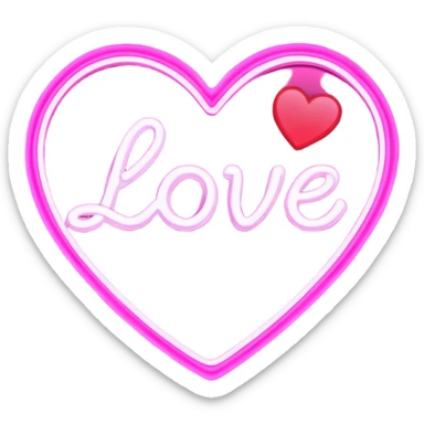 glowing pink neon sign that says "i Love u " in cursive. With a heart sticker
