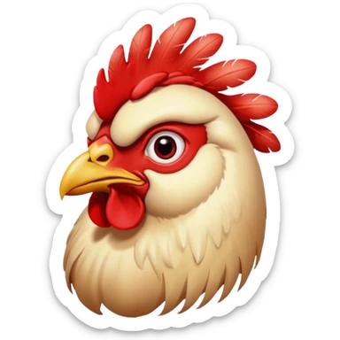 A chicken head that looks retarded sticker