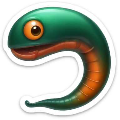 Eight-eyed Dark green and orange medicinal leech with oral suction and caudal suction sticker