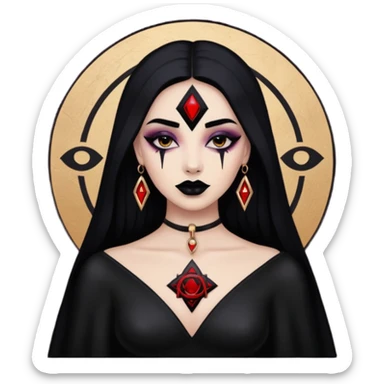 Dark oil traced over woman’s skin forming occult symbols, sensual devotion sticker