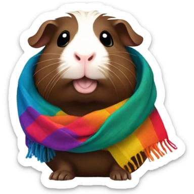 Dark brown guinea pig wearing a scarf sticker