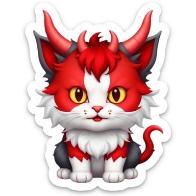 dark blackish grey and white devil satan kitten sticker