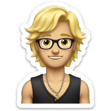  blonde boy with glasses and abs with arm tattoos and a long curtain mullet  sticker