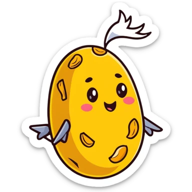 peanut character flying on a potato with fries sticker