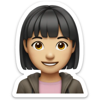 Cute Asian girl with bangs ￼ sticker