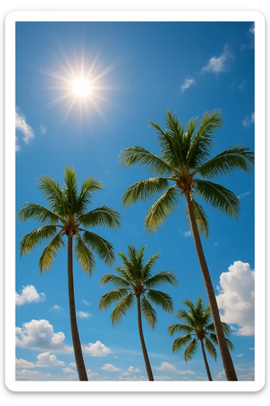 sunny sky photo with palm trees sticker