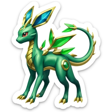 Shiny 4-legged Electrike-Rayquaza-Virizion-Zygarde-Leafeon-fusion, full body sticker
