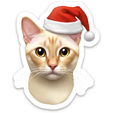 Flame point Siamese with a Santa hat on sticker