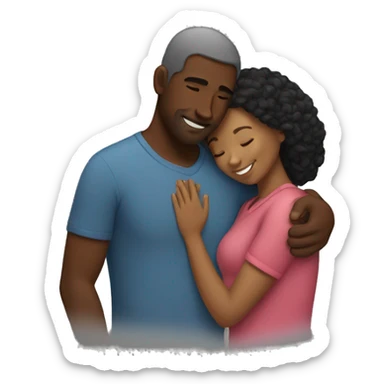 Cuddling (Caucasian man, black woman) sticker