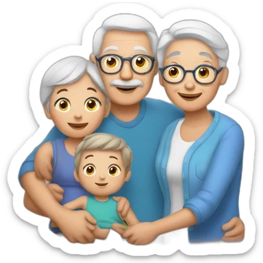 Grandma and grandpa with child grandson sticker