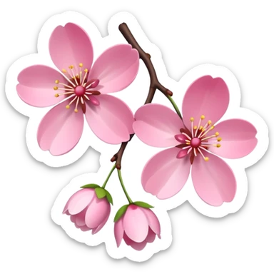 Two cherry blossoms side by side, bouncing up and down together sticker