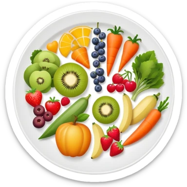 healthy food plate with fruits and vegetables sticker