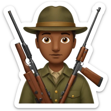 With rifle Brown eyes No mustache Italian hunter, bigger nose, darker skin sticker