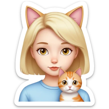 a cute girl with a cat filter sticker