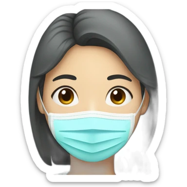 Asian Woman with N95 Mask sticker