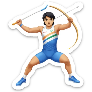 Neeraj Chopra throwing javelin, Indian Olympic gold medalist athlete in action sticker