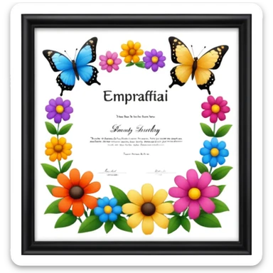 flowers butterflies frame certificates for kids sticker