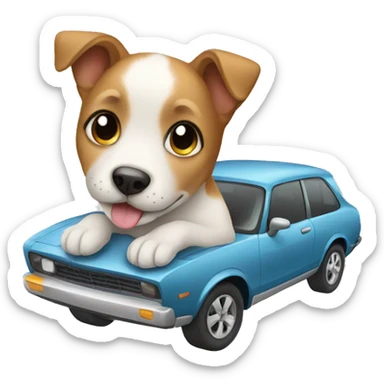 puppy with a car sticker