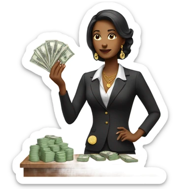 Classy woman counting money  sticker