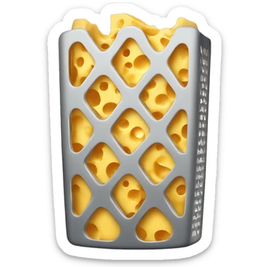 A cheese grater made of cheese sticker