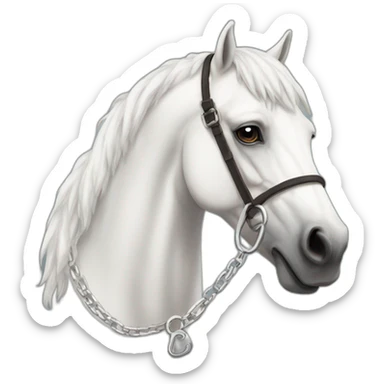 White stallion mustang wearing a key around the neck only sticker