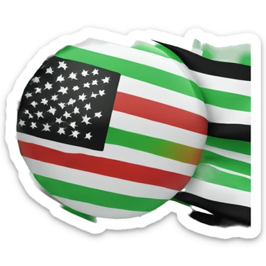 One single flag of three horizontal stripes: green, white, and  black and in the center of the flag there is three red stars sticker