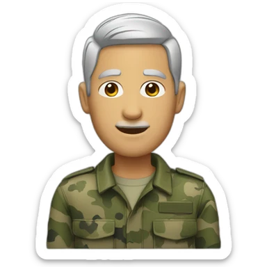 man with short gray hair dressed in camouflage sticker
