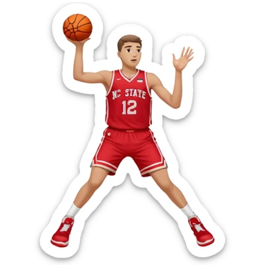 White Nc state basketball player shooting a three sticker