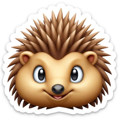 Cinematic Cute Echidna Portrait Emoji, Head tilted playfully and inquisitively, featuring a fuzzy, spiky fur with an adorably scrunched face and a cute, pointed snout, round, sparkling eyes filled with gentle curiosity, Simplified yet irresistibly adorable features, highly detailed, glowing with a warm, friendly glow, high shine, affectionate and quirky, stylized with a touch of natural whimsy, bright and endearing, soft glowing outline, capturing the essence of a mischievous yet loving echidna, so playful it feels like it could nuzzle out of the screen into your arms! sticker