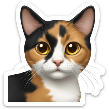 calico girl cat small nose sticker