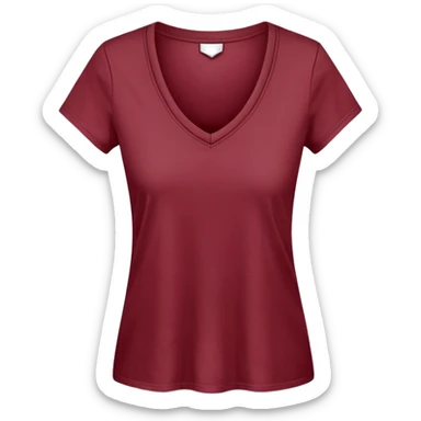 just a wine red cotton V-neck t-shirt, women's style, flat lay, no model, only the clothing item sticker