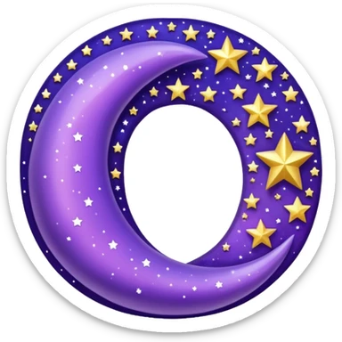 Beautiful sparkly glittery shiny pretty Violet crescent and stars scenery aesthetic decorations sticker