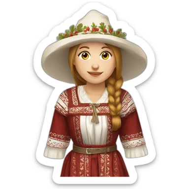 latvian folk costume sticker