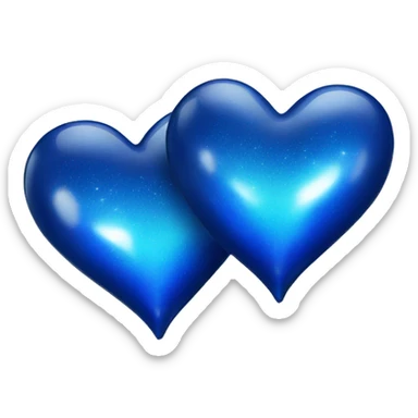 Deep blue sparkling two love hearts sticker
