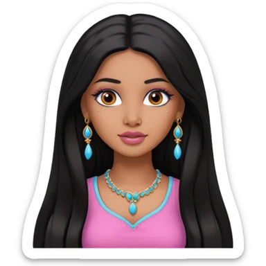 Indian Barbie with black long hair and a nose piercing  sticker