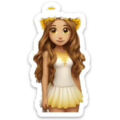 big wings, sunflower, Beautiful, fairy, gold, brown, long hair sticker