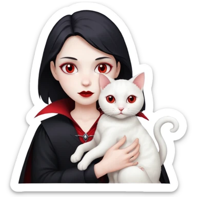 vampire with white cat on shoulder sticker