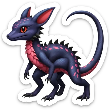 Anthropomorphic Scaley Exotic Salandit-Noibat-Umbreon-Fakémon-hybrid-creature (full body)  sticker
