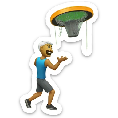 Man throwing disc golf at disc golf basket sticker