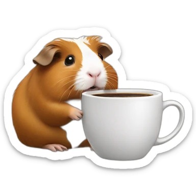 guinea pig holding a cup of coffee sticker