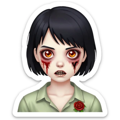 zombie girl with black hair anda side bangs  sticker