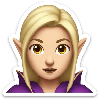 Noble female Elf with Elf ears and blonde hair and purple robes angry sticker