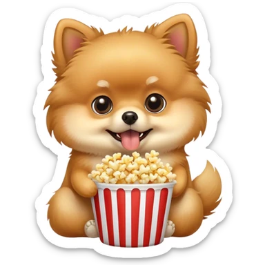 Pomeranian eating popcorn sticker