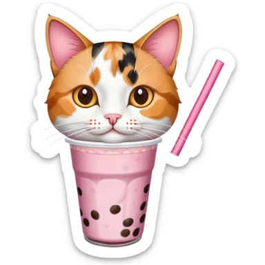 Cat drinking boba sticker