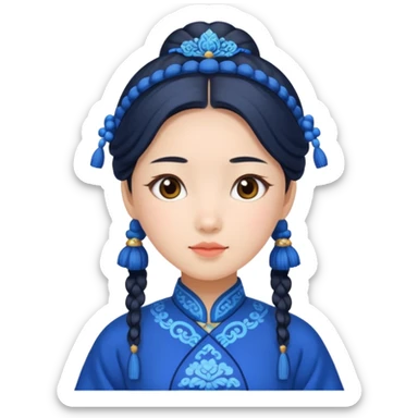 chinese girl in blue traditional costume sticker