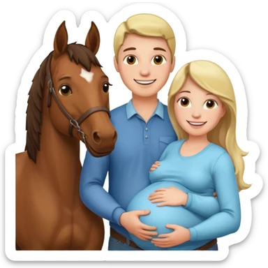 pregnant man  with horse sticker