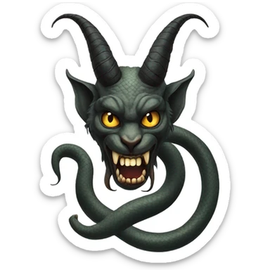 garuda snake demon who resembles a baphomet cat creature with fangs sticker