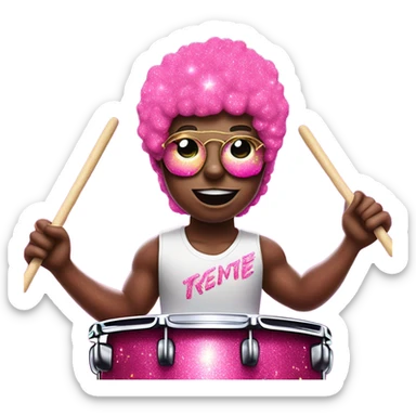 Pink glitter drummer  sticker
