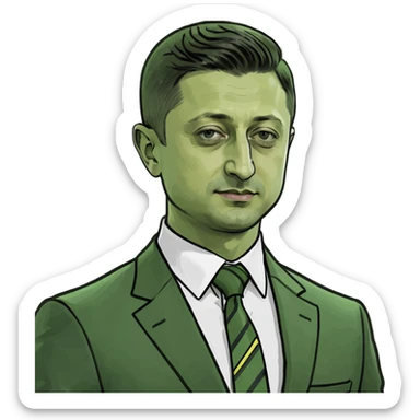 Emoji of Vladimir Zelensky waist-length, arms and shoulders within frame sticker