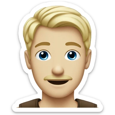 blonde blue eyed teenage boy with brown moustache  sticker
